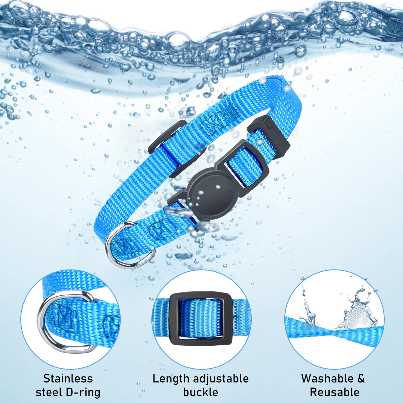 Adjustable Nylon Puppy Collars, Breakaway ID Set, 12 Assorted Colors, Medium