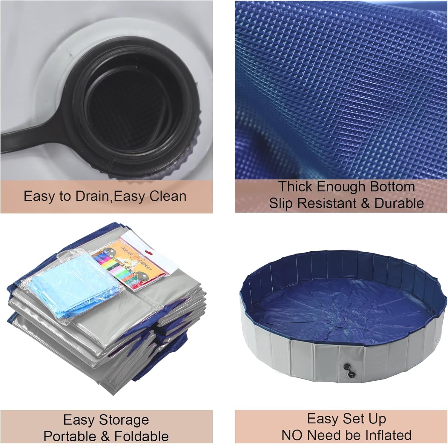 Grey 63″ Diameter Dog Whelping Box for Puppies – Heavy-Duty PVC Whelping Pen