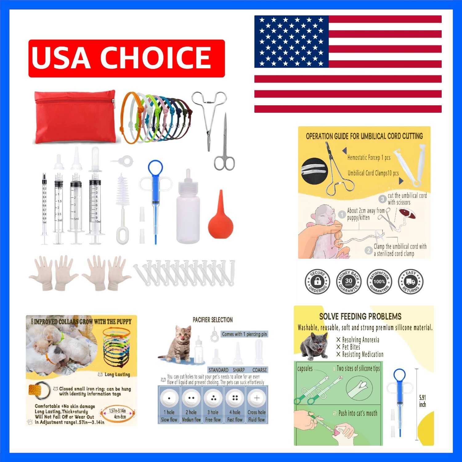 Portable Whelping Kit with Nursing Bottles for Newborn Pets – Ideal for Breeders