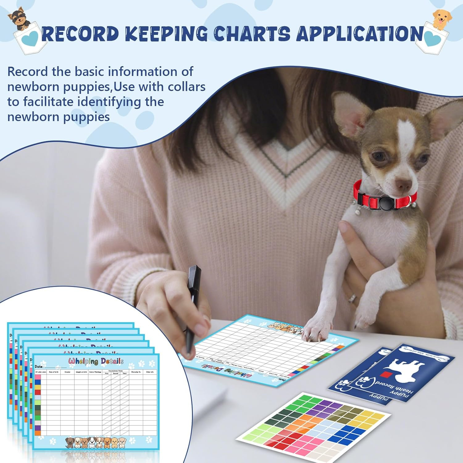 Puppy Whelping Supplies Kit Include 12 Shot Record Booklets 6 Keeping Charts