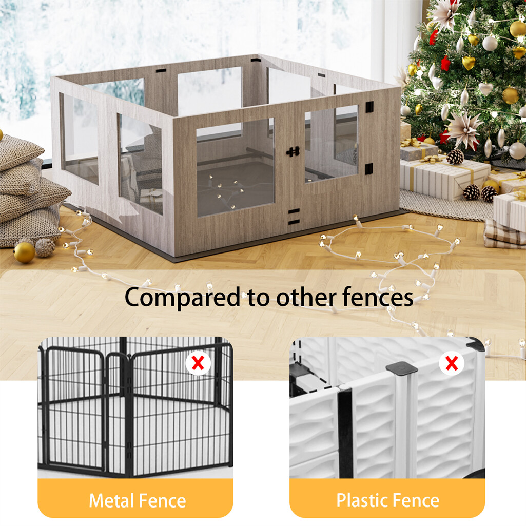 Innovative Tempered Glass Dog Whelping Pen Box Portable Birth Fence w Door &Lock