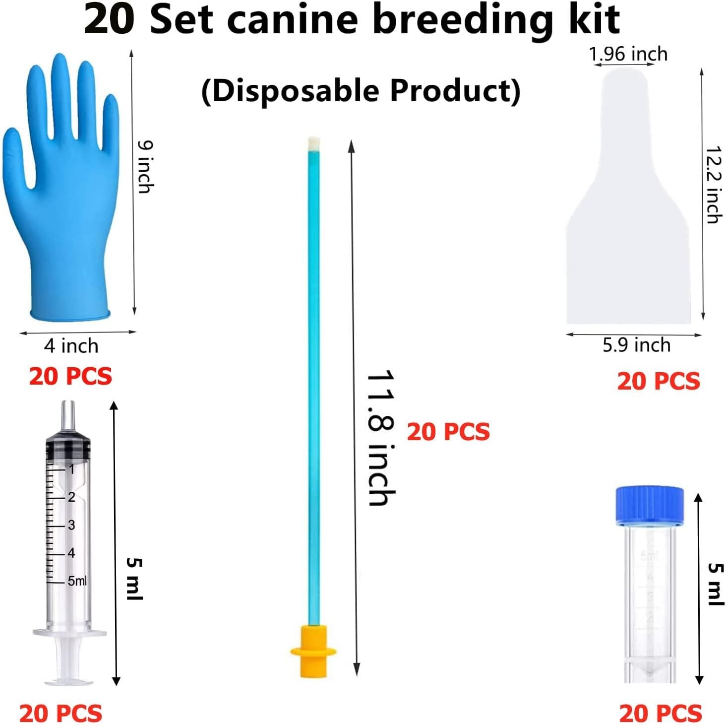 20-Piece Dog Insemination Breeder Kit – Durable and Effective Canine Supplies