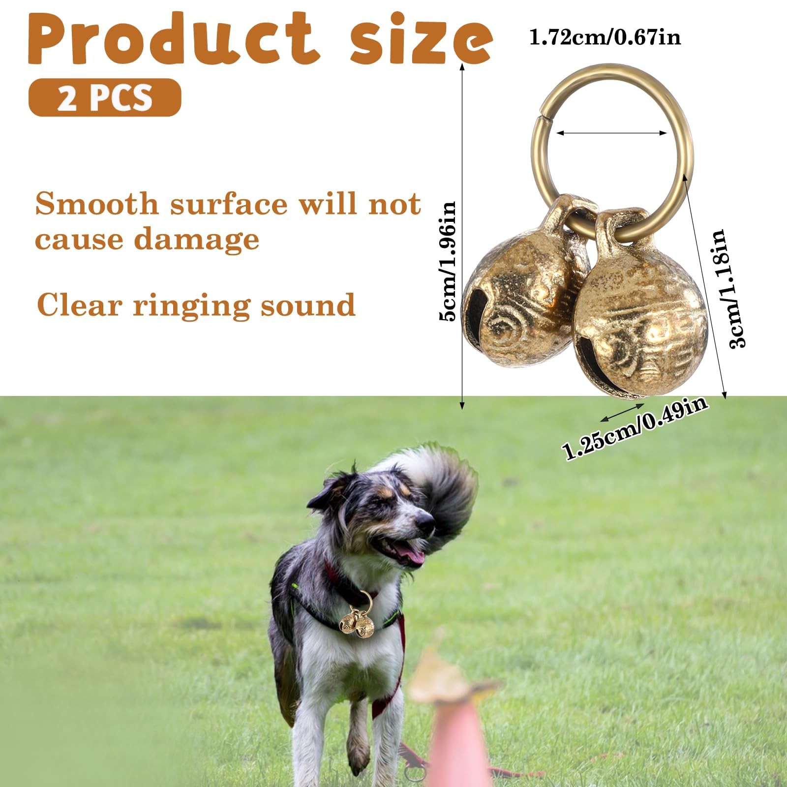 Styquenzer Copper Bell for Dog Collar, 4 PCS Brass Bells Small, brass