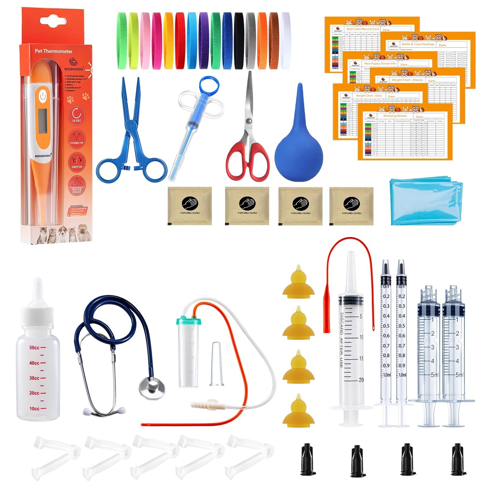 Complete Puppy Kitten Whelping Kit – Feeding Bottle, Stethoscope, Scissors & Mor