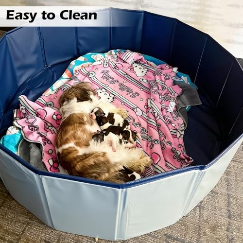 Dog Whelping Box,Dog Whelping Box Pool,Whelping Box for 47″ Dia.x12″ H Grey