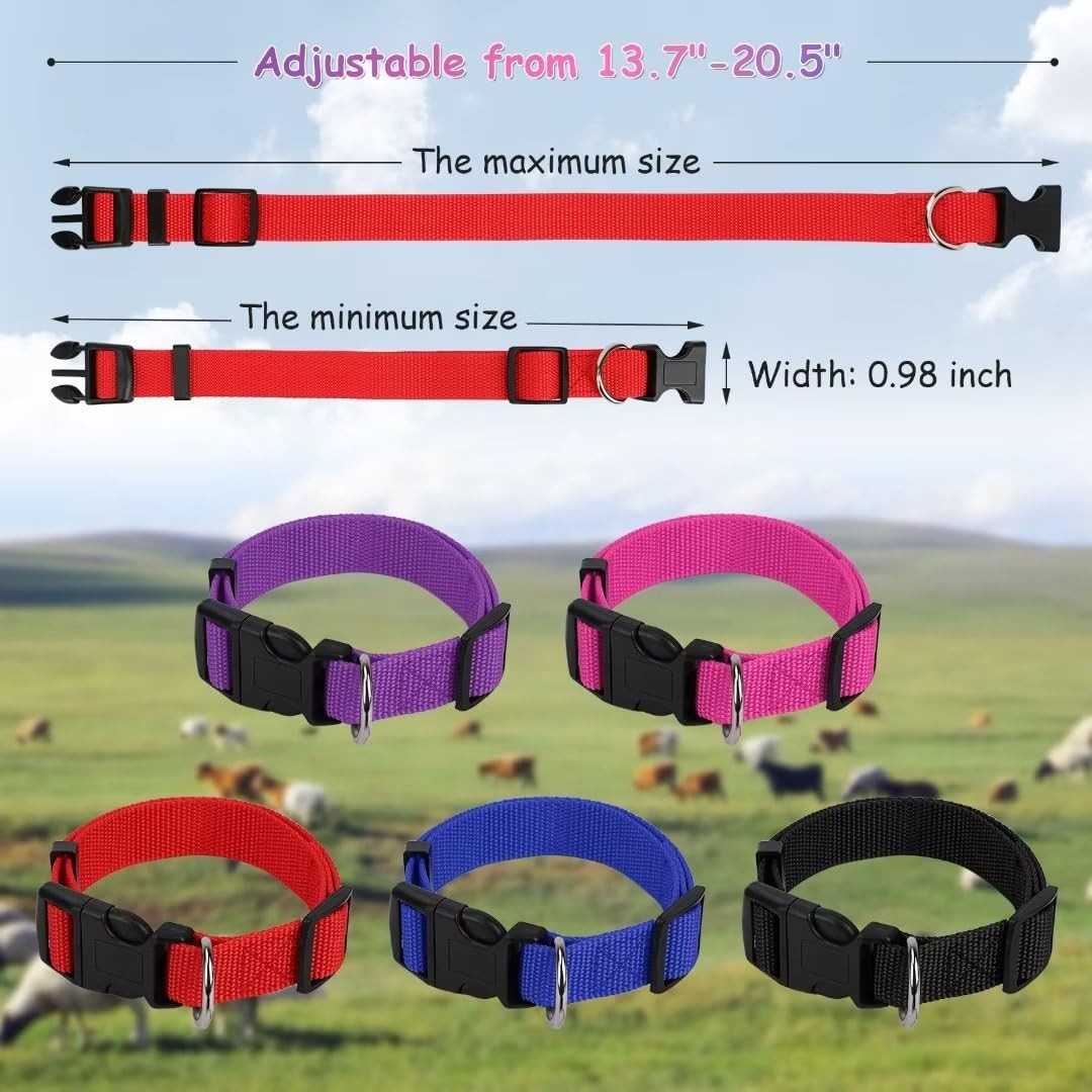 5 Pack Goat Collars with Bells Horse Sheep Grazing Cow Bells Adjustable Nylon