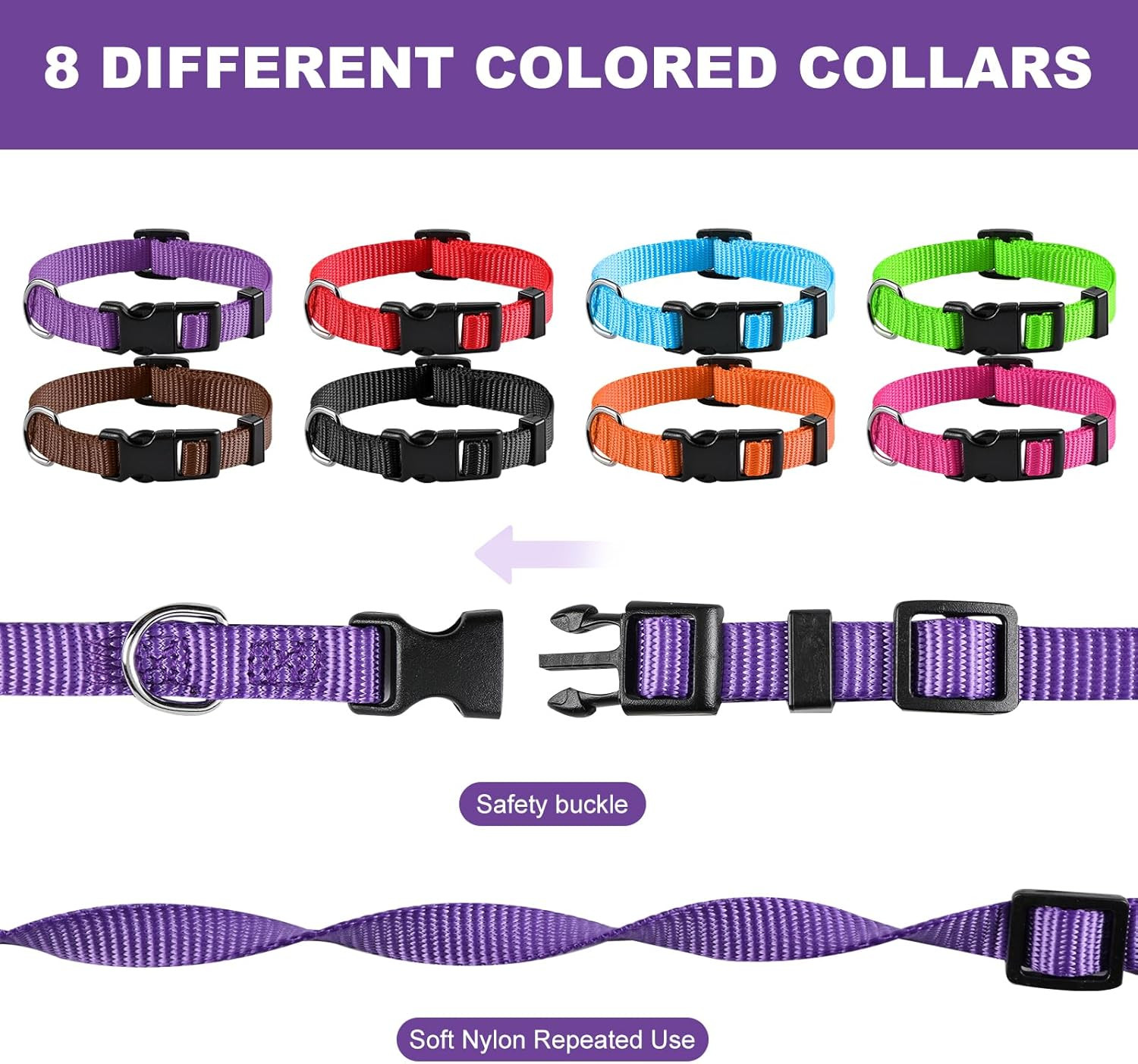 Puppy ID Collars Identification Whelping Super Soft Nylon Adjustable Breakaway N