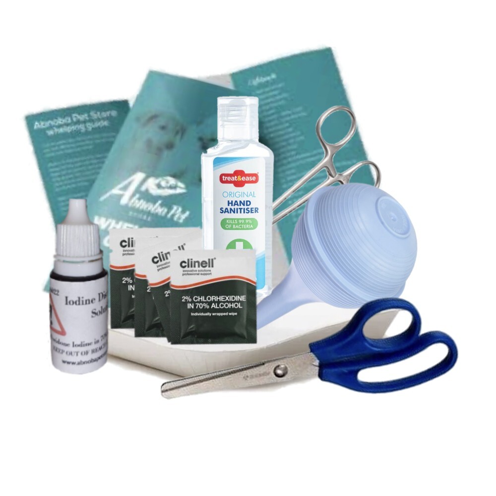 Alpha Dog Abnoba Basic puppy Whelping Kit Welping Guide Sterile Aspirator Iodine