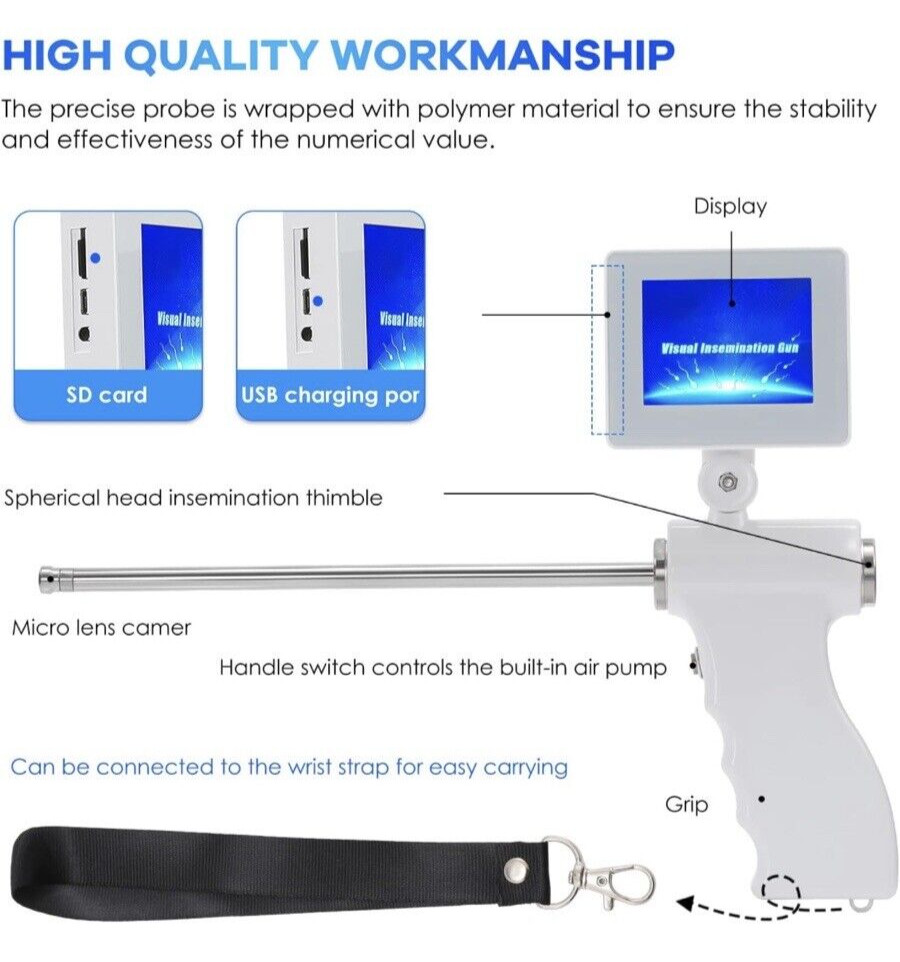 Visual Artificial Dog Insemination Gun Kit 5MP Camera +20x Insemination Tubes US