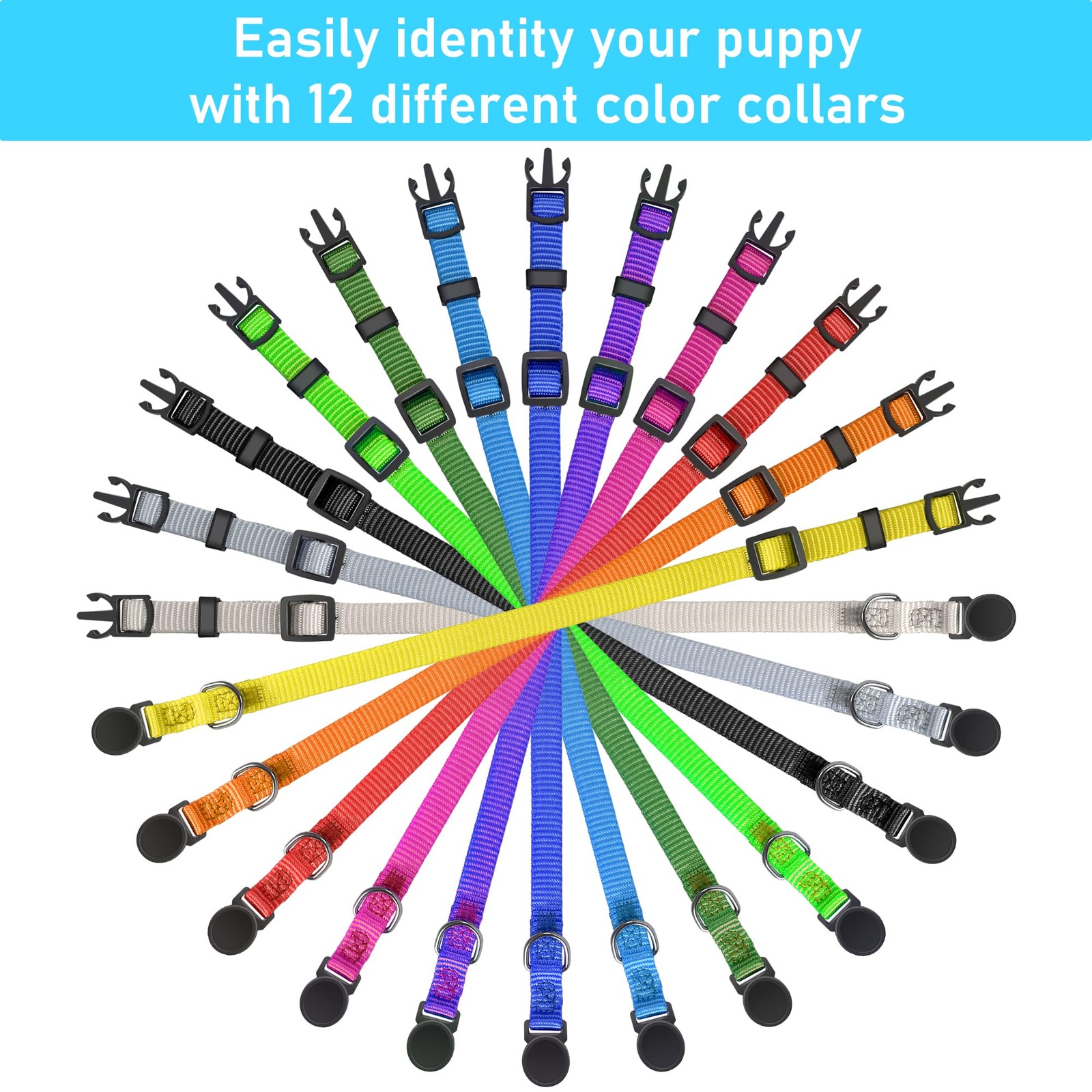 Puppy ID Collars – Super Soft Nylon Whelping Set – Adjustable Breakaway Litter