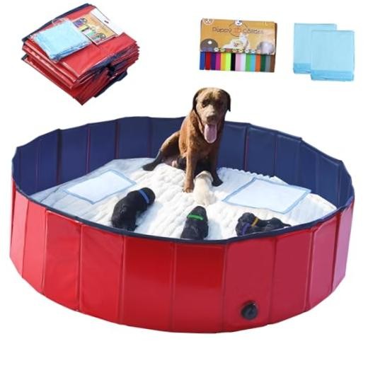 Dog Whelping Box,Dog Whelping Box Pool,Whelping Box for 47″ Dia.x12″ H Red