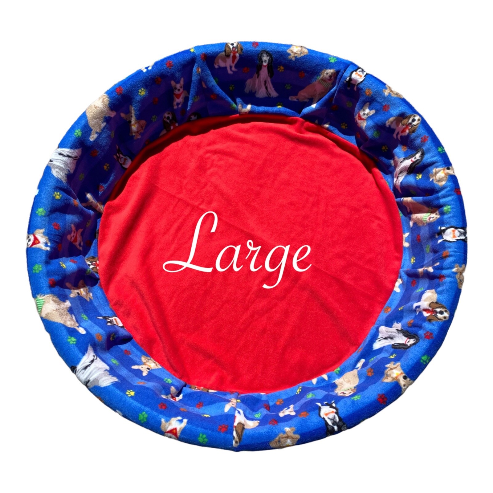 LARGE “Blue Stripe Dogs” Handmade Fleece Whelping Kiddie Pool Liner for Puppies