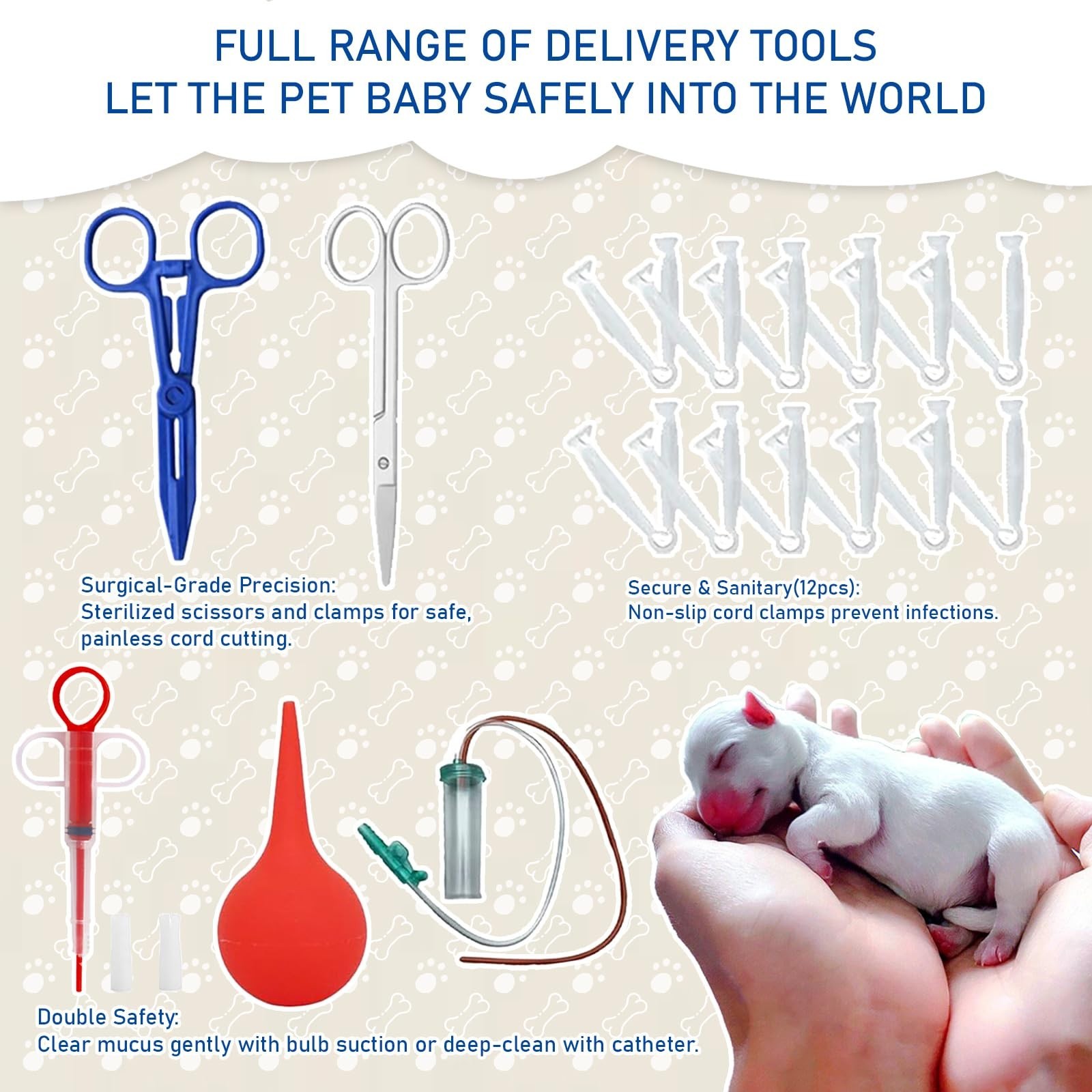 Puppy & Kitten Whelping Kit – Essentials for Newborns, Collars, Thermometer & Mo