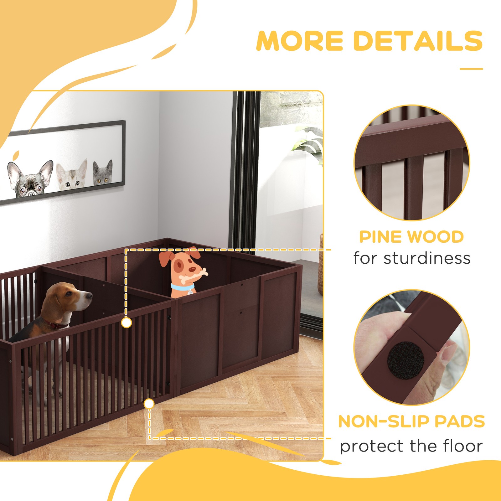 Wooden Whelping Box for Dogs for All Sized Dogs, 81″ x 39″ x 20″