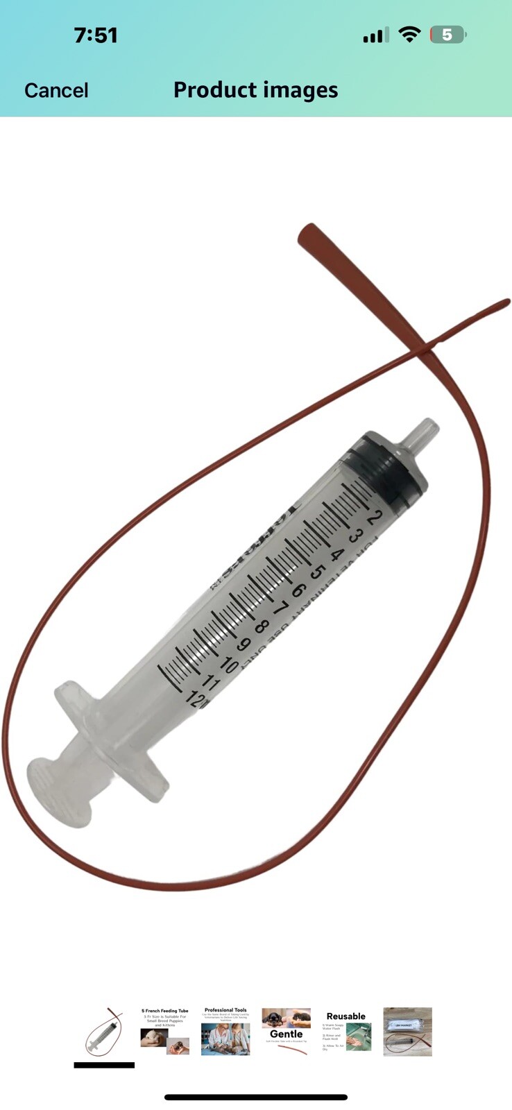 12 ML. Tube Feeding Kit syringe and tube