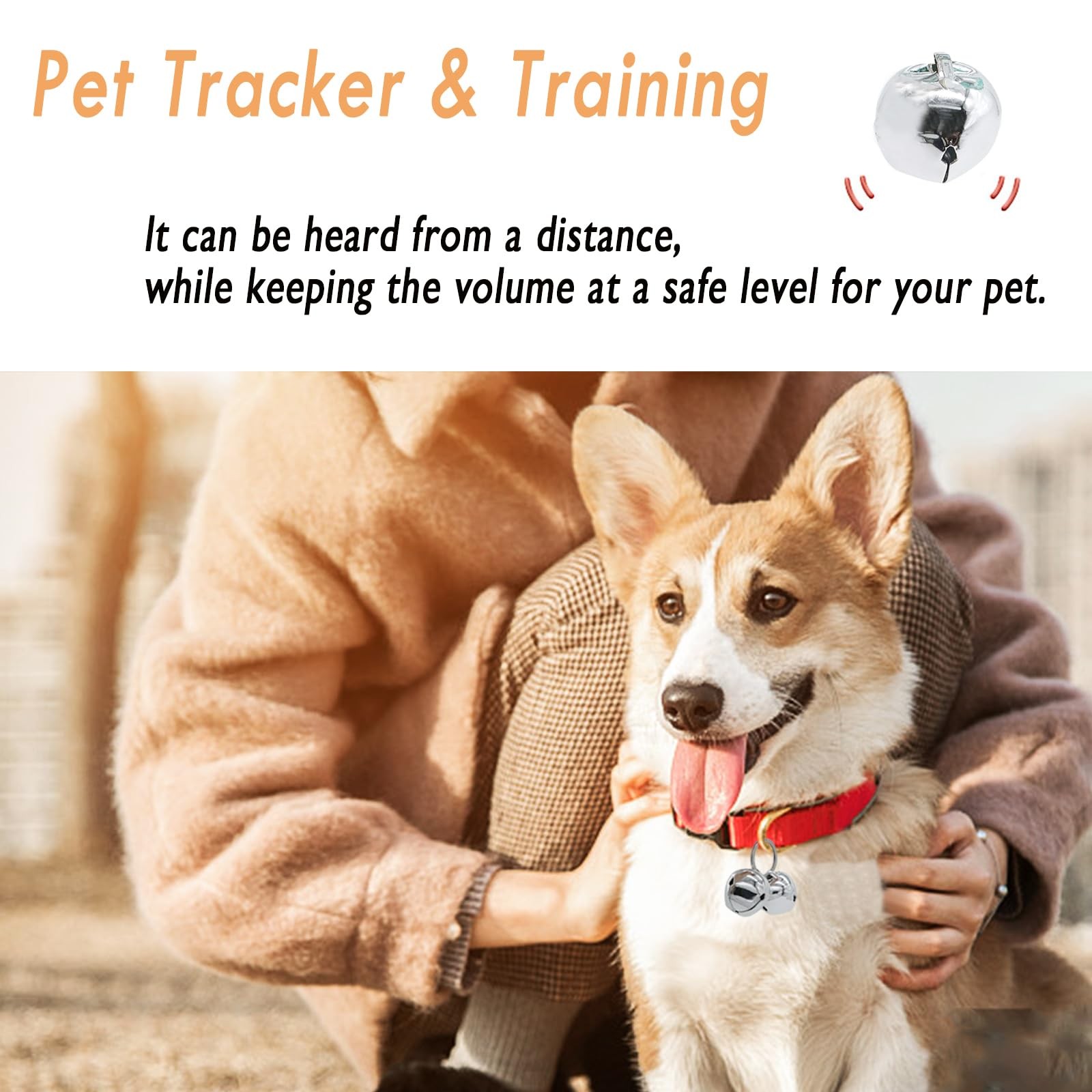 IVIA PET Large Dog Bells, Collar Loud Pet Tracker 30mm x 33mm, Silver