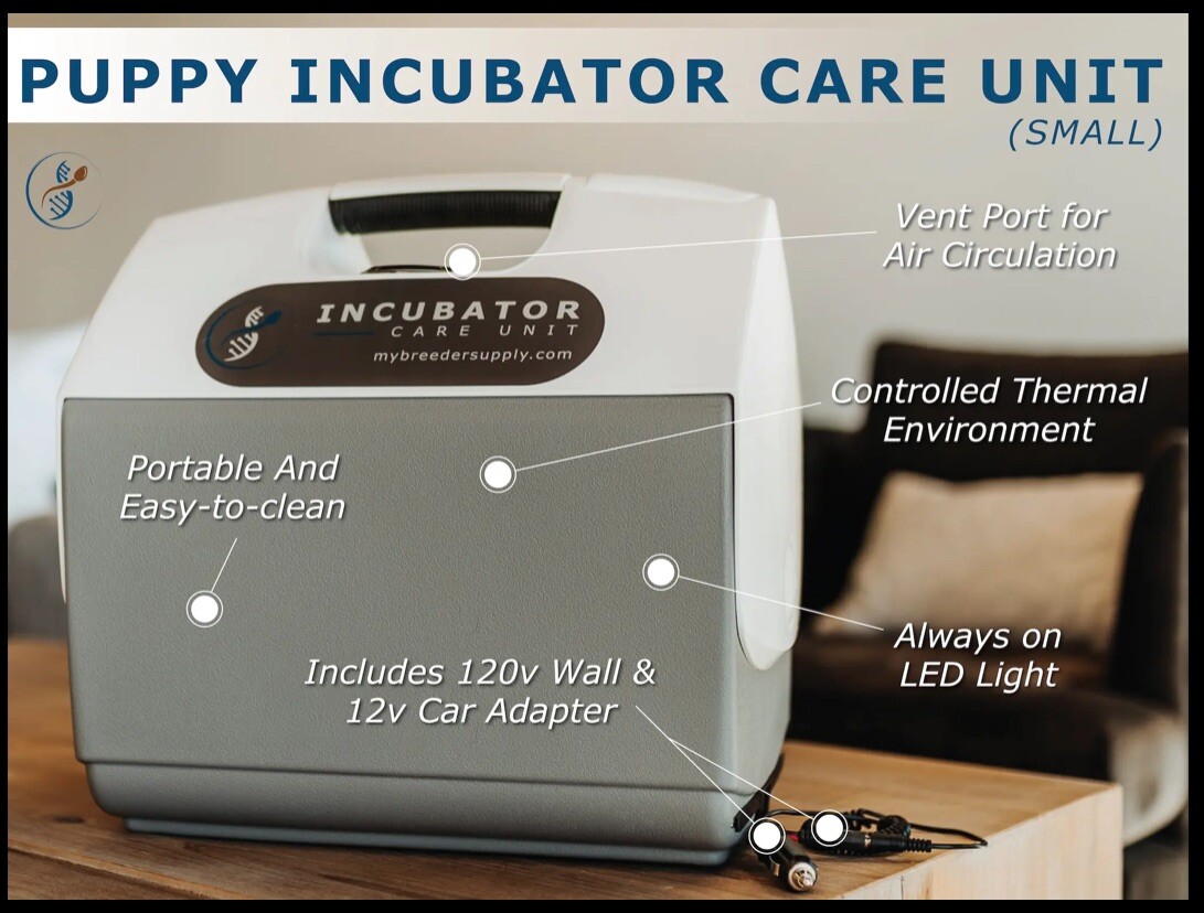 Safest & Only true Portable Pet Incubator available 12/110/220 Puppy Live Saver