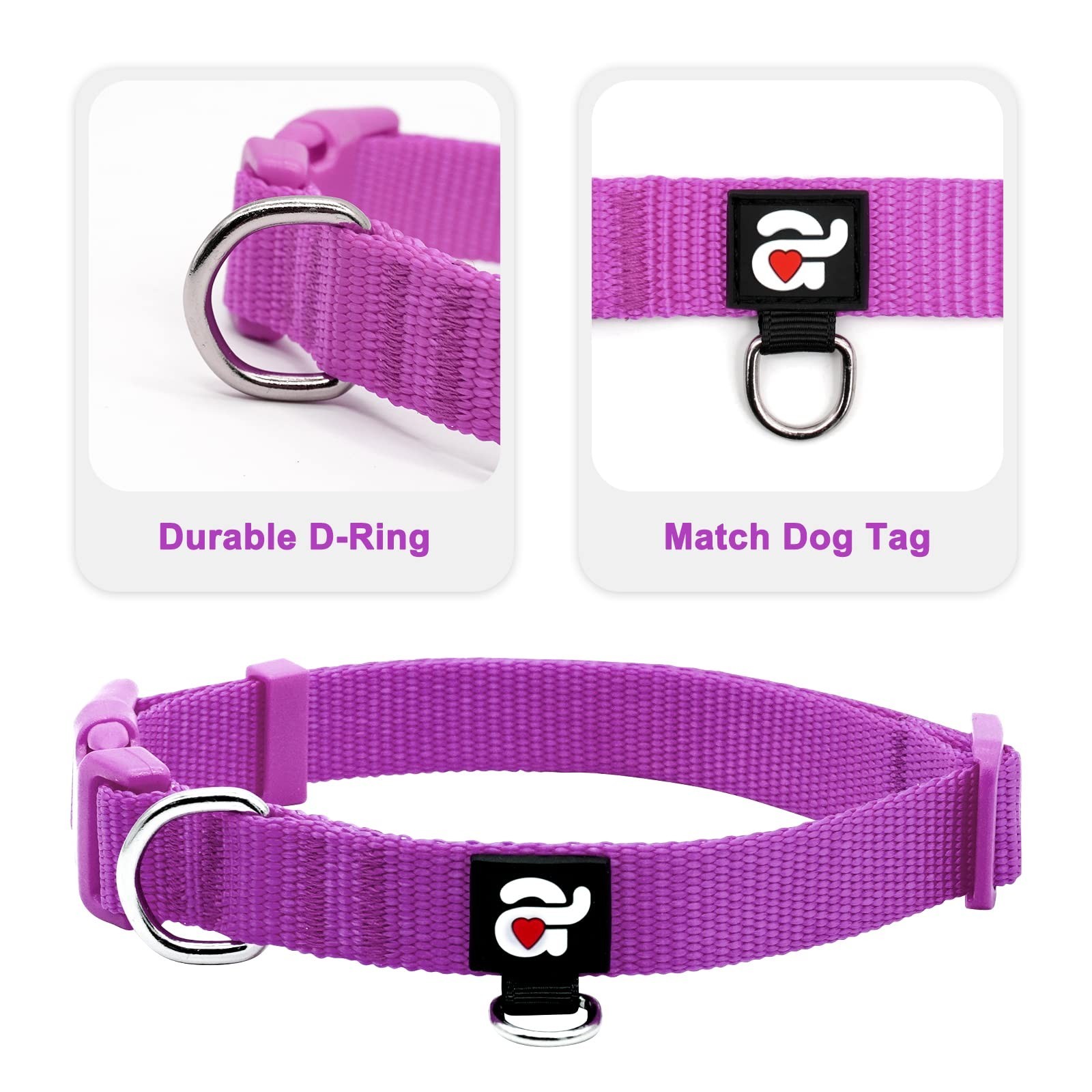 azuza 3 Pack Dog Collars Comfortable and Adjustable Nylon Dog Collars for for…