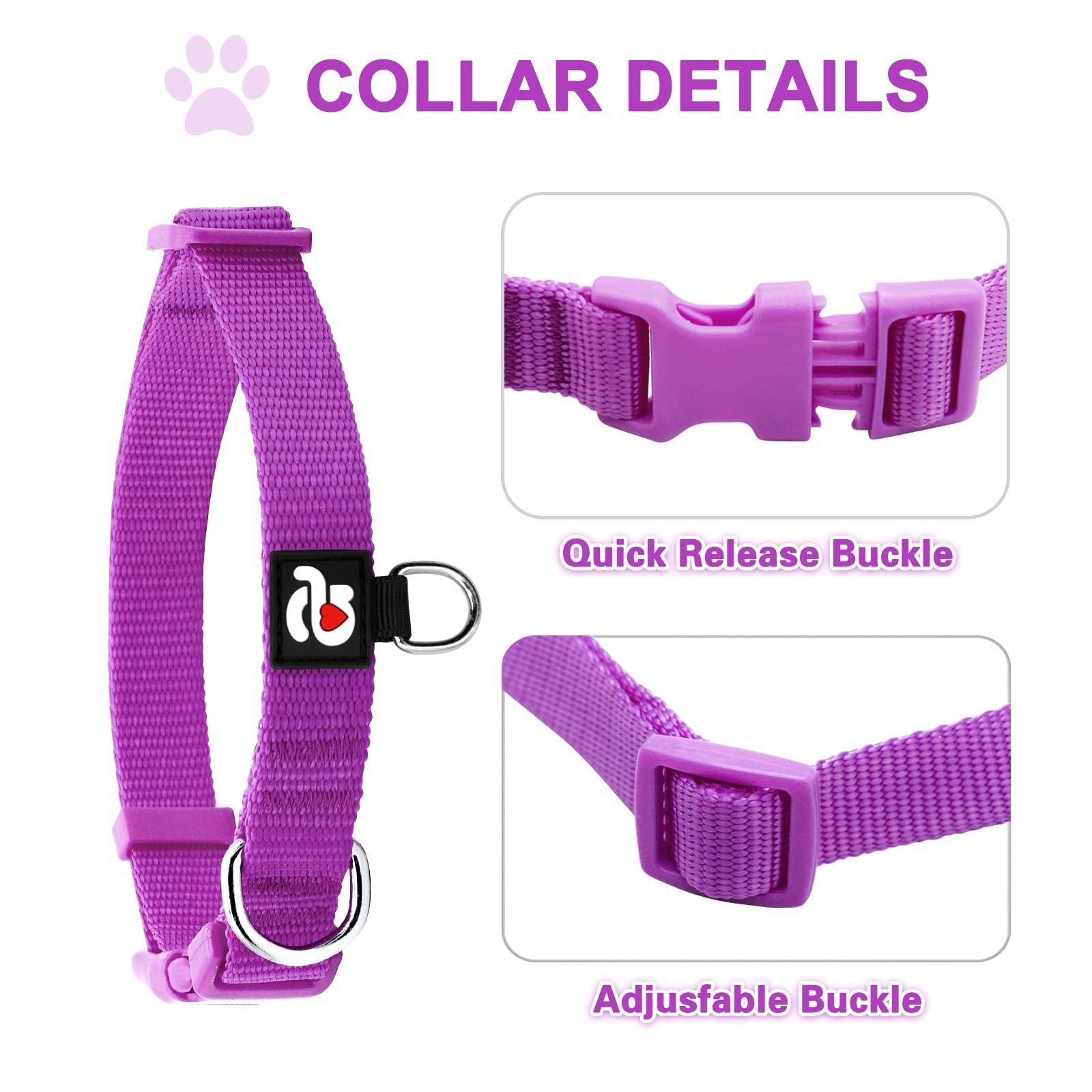 azuza 3 Pack Dog Collars Comfortable and Adjustable Nylon Dog Collars for for…