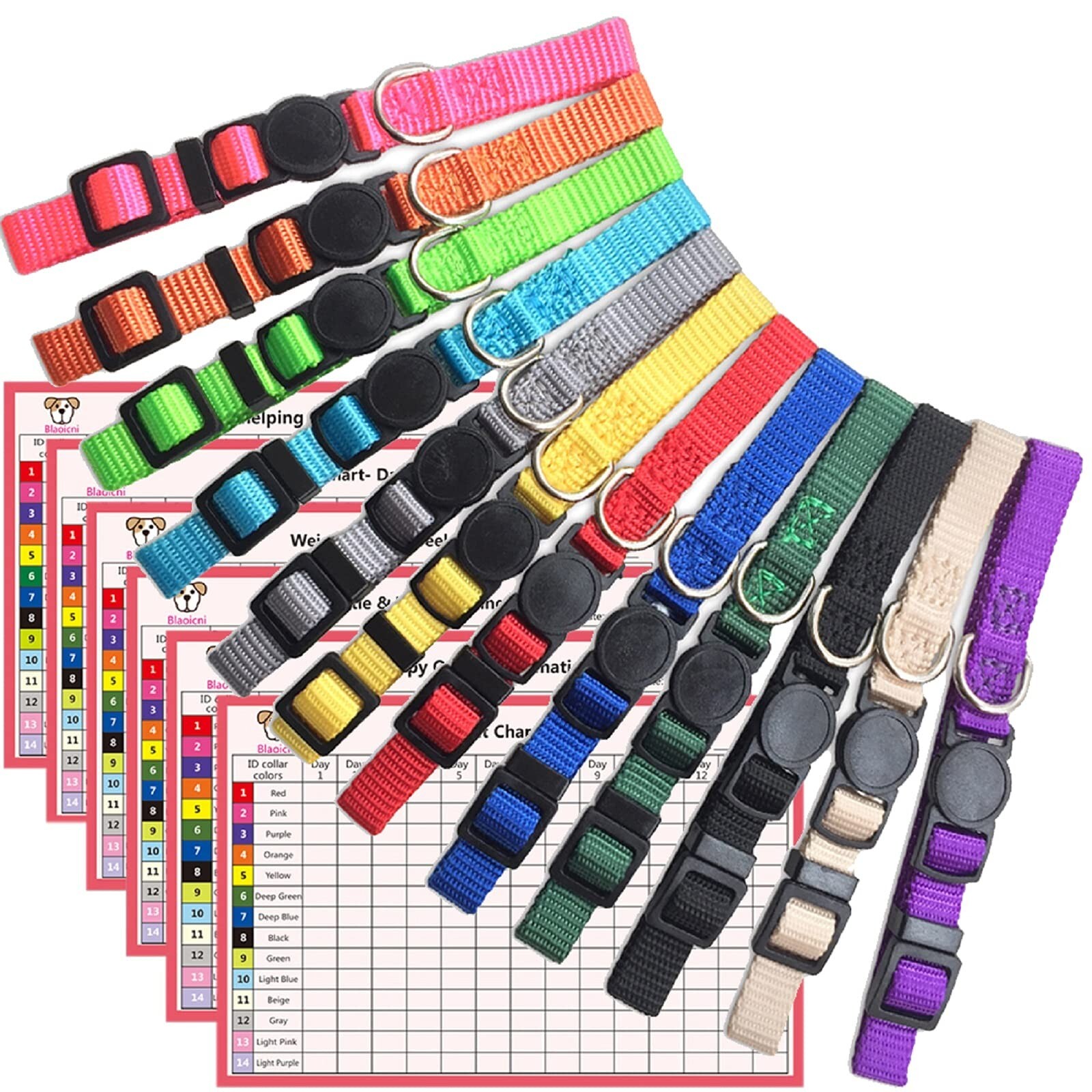 Puppy ID Collar Identification Soft Nylon Adjustable Breakaway Safety Whelpin…