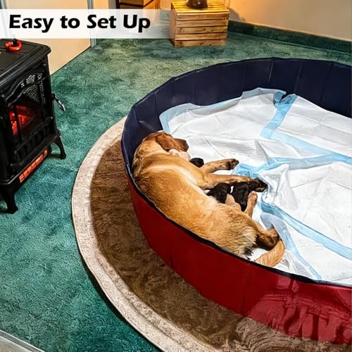 Dog Whelping Box,Dog Whelping Box Pool,Whelping Box for 47″ Dia.x12″ H Red