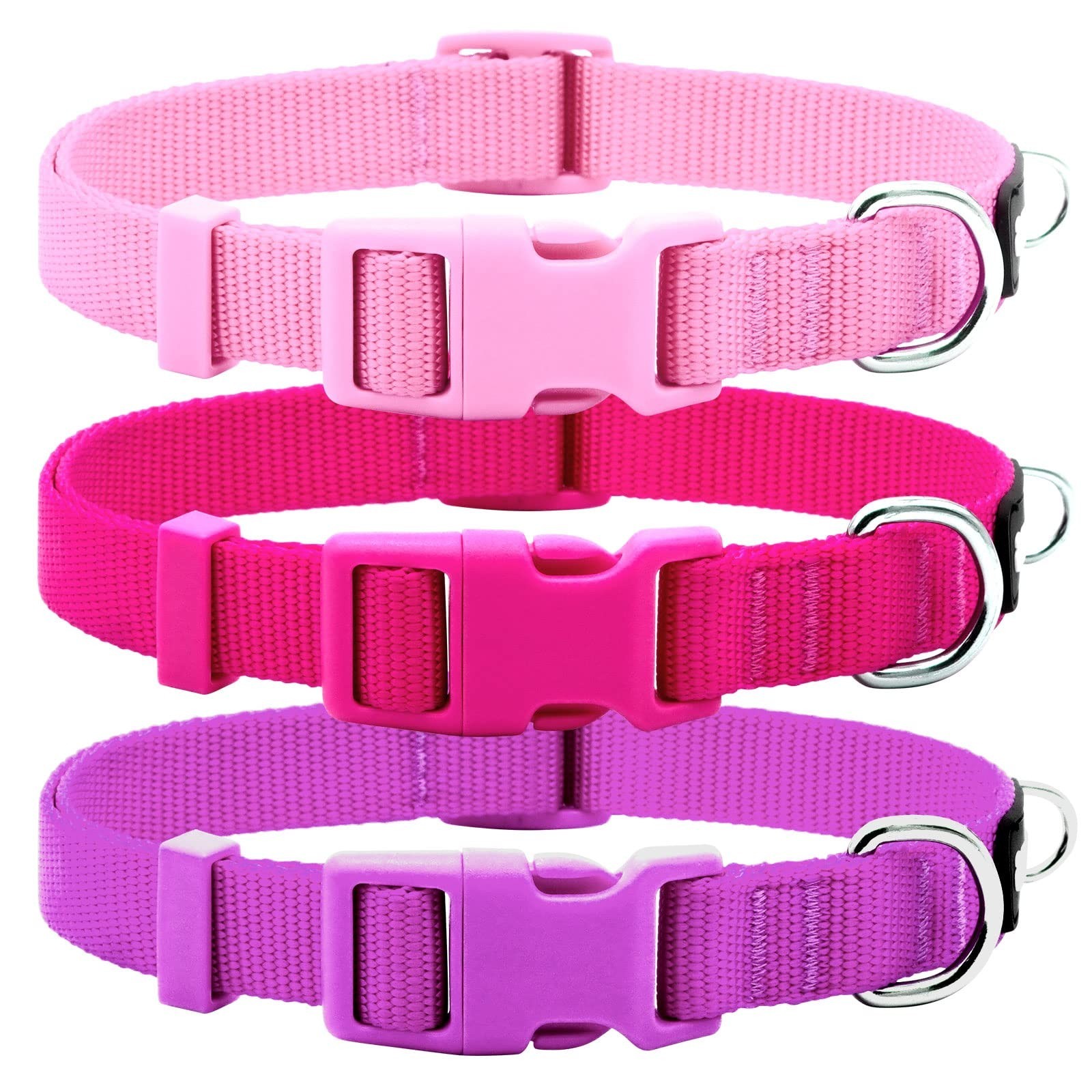azuza 3 Pack Dog Collars Comfortable and Adjustable Nylon Dog Collars for for…