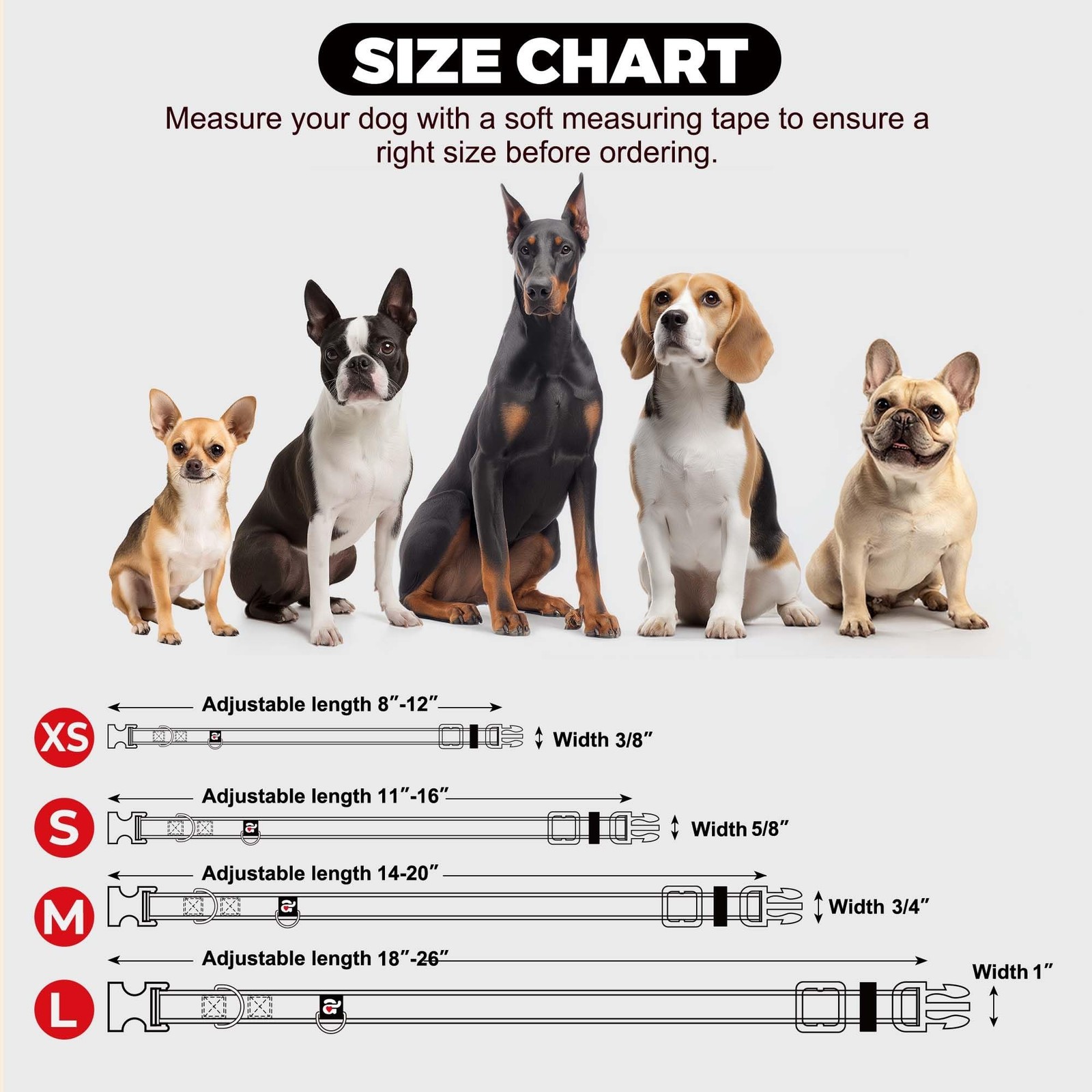 azuza 3 Pack Dog Collars Comfortable and Adjustable Nylon Dog Collars for for…