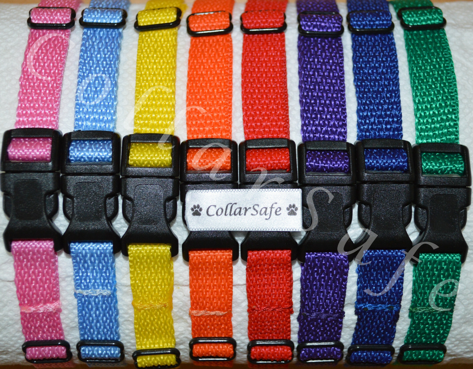 CollarSafe Light Nylon Puppy ID “SNAP” Buckle Collars Litter Bands Hand Made USA
