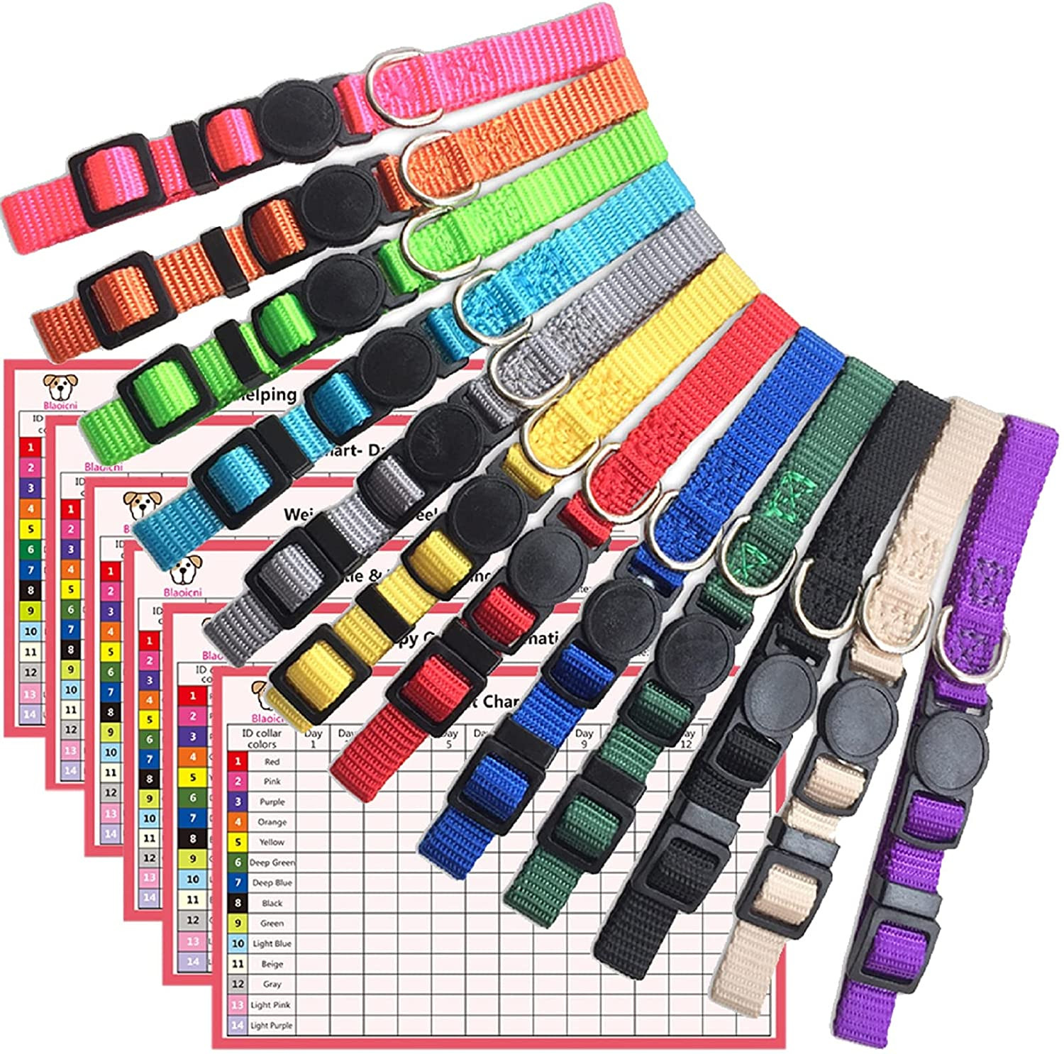 Puppy ID Collar Identification Soft Nylon Adjustable Breakaway Safety Whelping L
