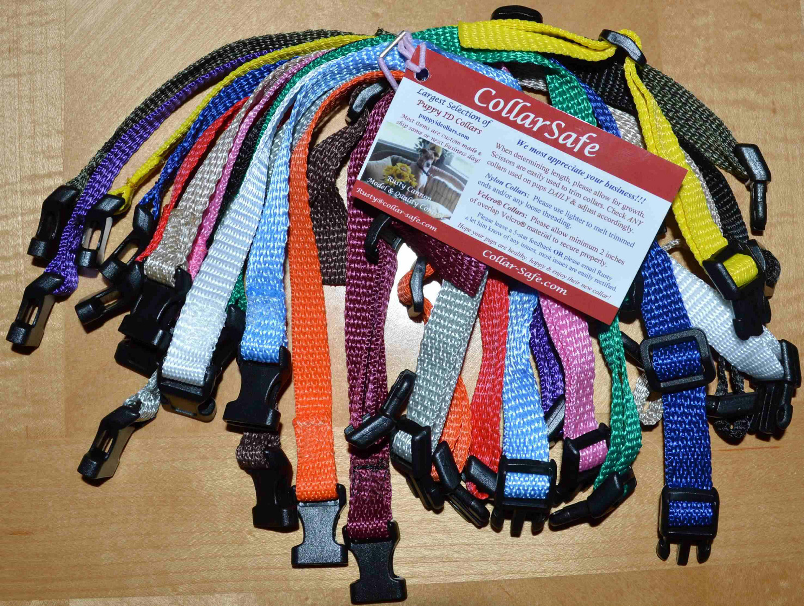 CollarSafe Light Nylon Puppy ID “SNAP” Buckle Collars Litter Bands Hand Made USA