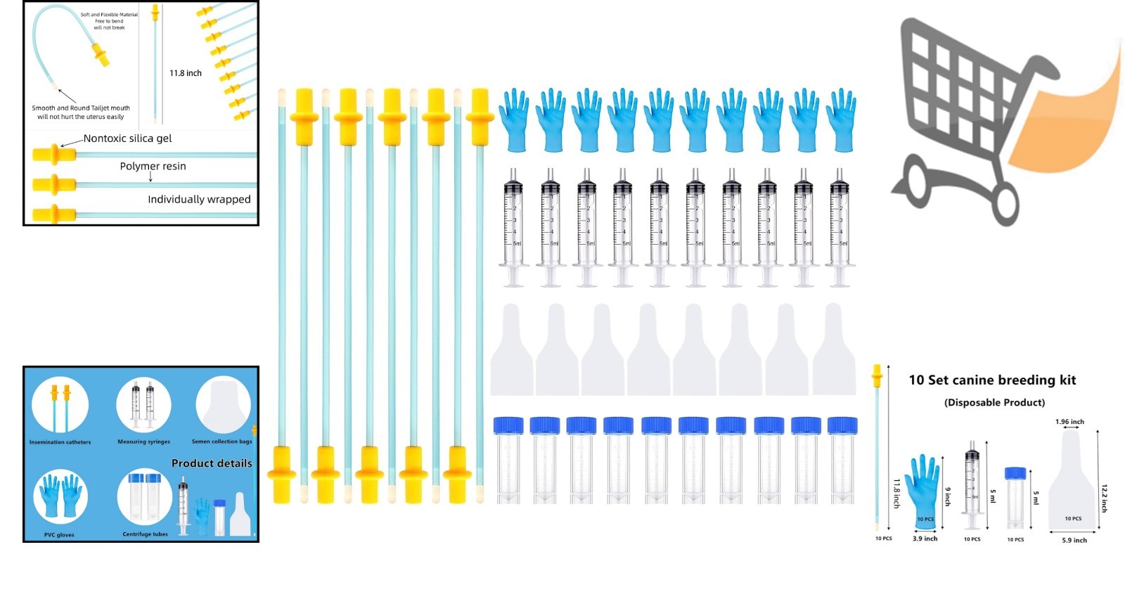 Dog Artificial Insemination Kit Canine Breeding Supplies for Medium Breeds