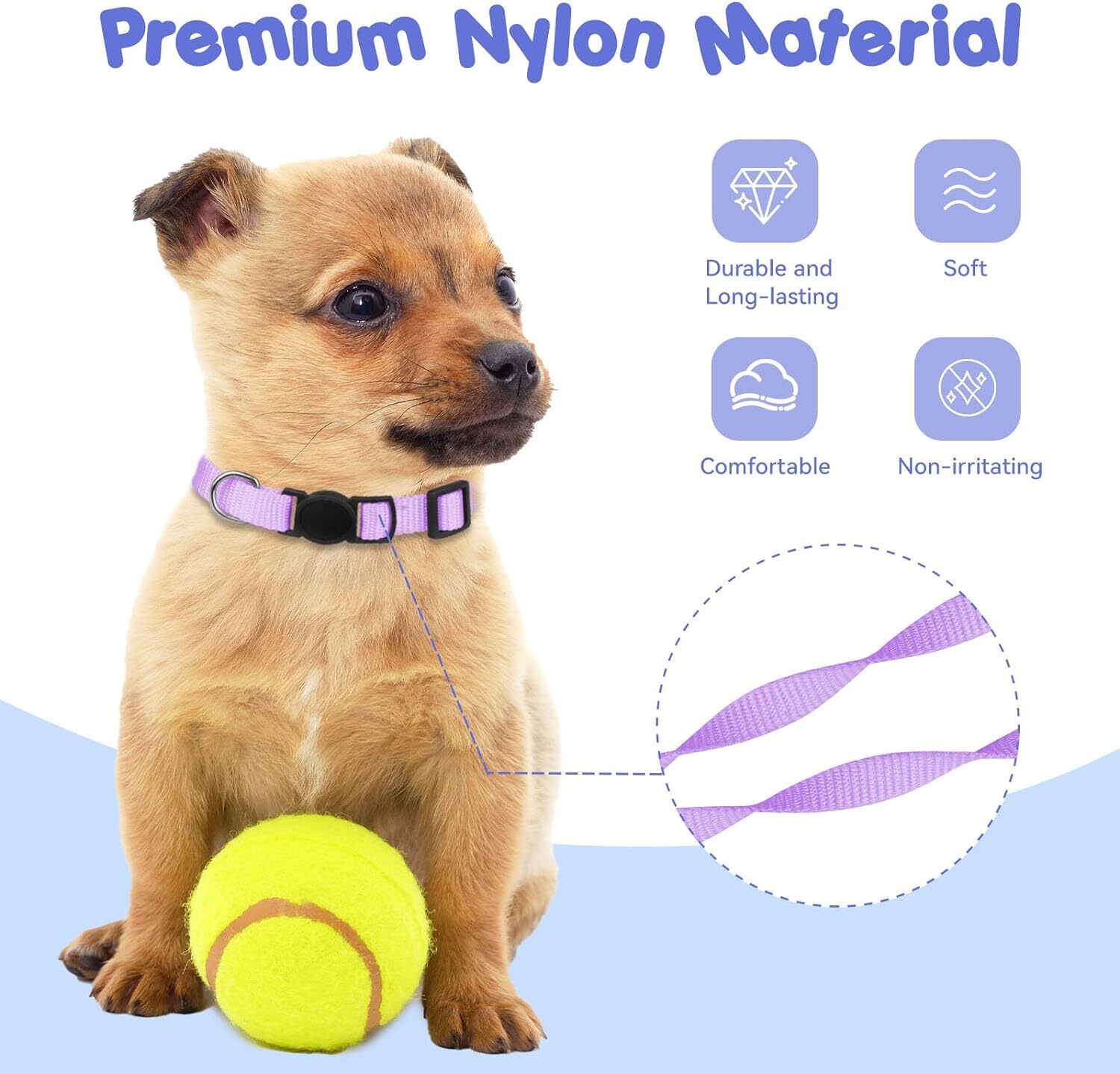 Puppy ID Collar Identification Soft Nylon Adjustable Breakaway Safety Whelping L