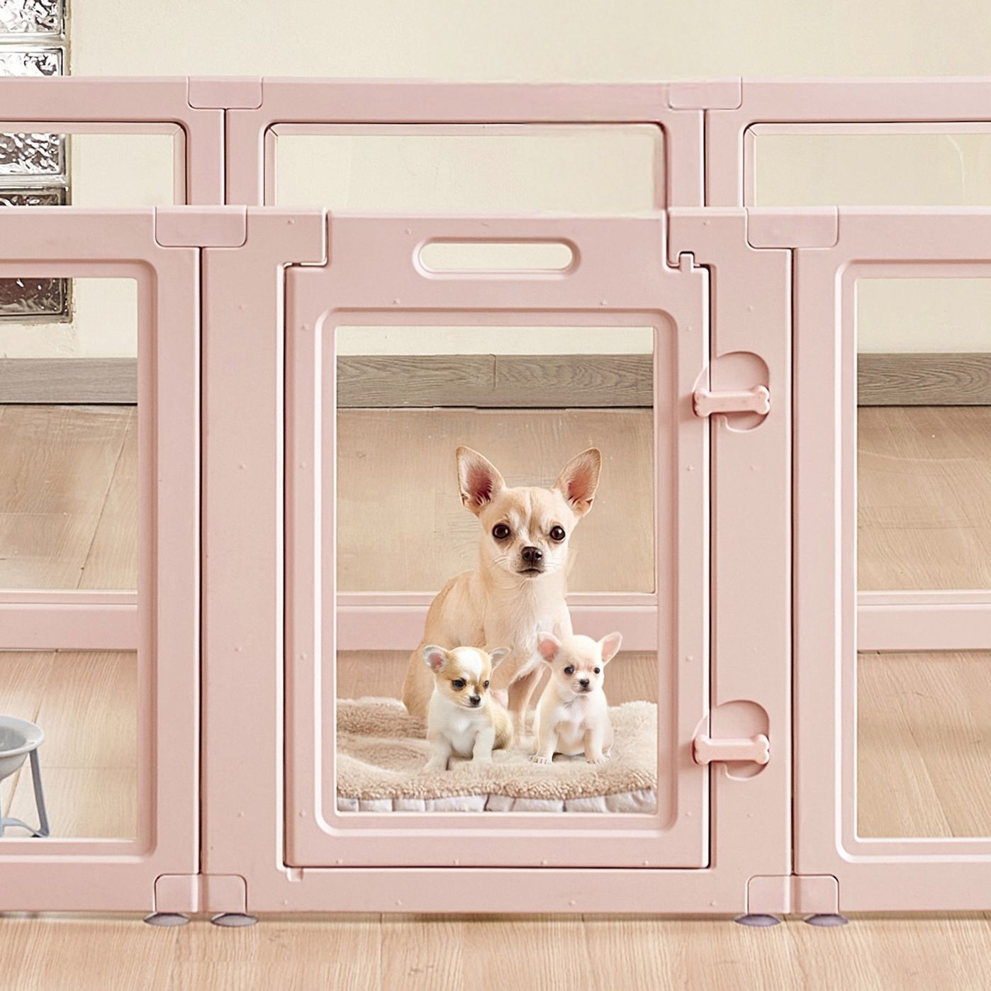 Plastic Dog Whelping Pen with Windows, 60x39x23 in, Waterproof Puppy Playpen
