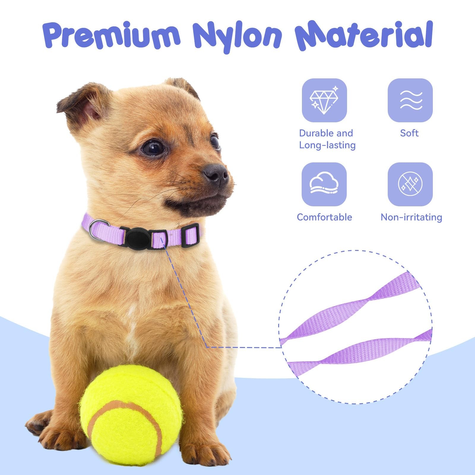 Cachorro Collar De Identificacion De Identificacion De Nailon Suave, Ajustable,