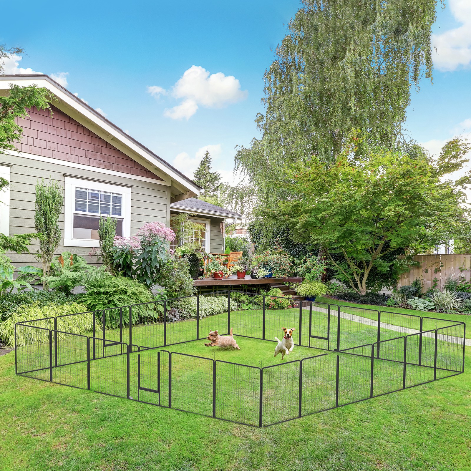 24 Panel 32 Inch Dog Playpen for Small and Medium Dogs with Lockable Door