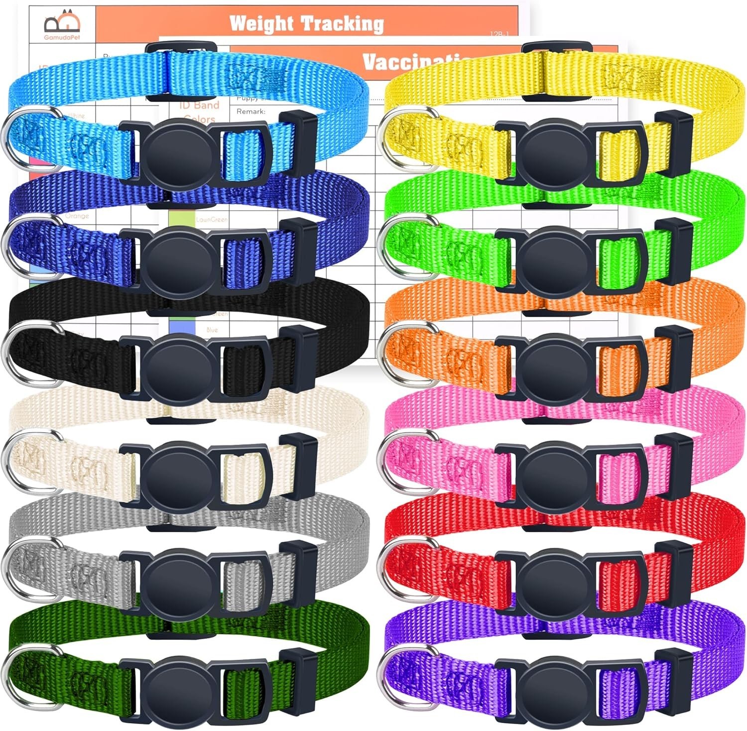 Puppy ID Collars – Super Soft Nylon Whelping Set – Adjustable Breakaway Litte…