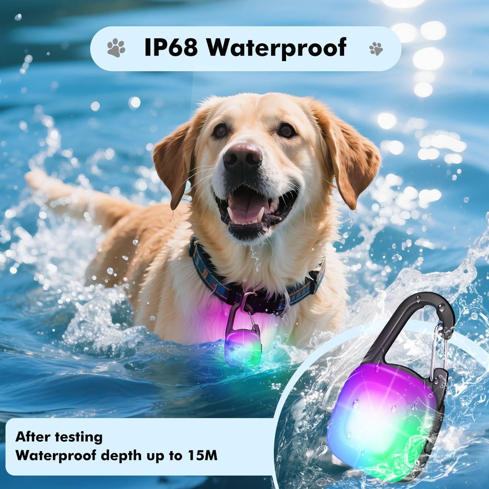 Dog Lights for Night Walking,2 Pack LED Rechargeable Safety White Red RGB