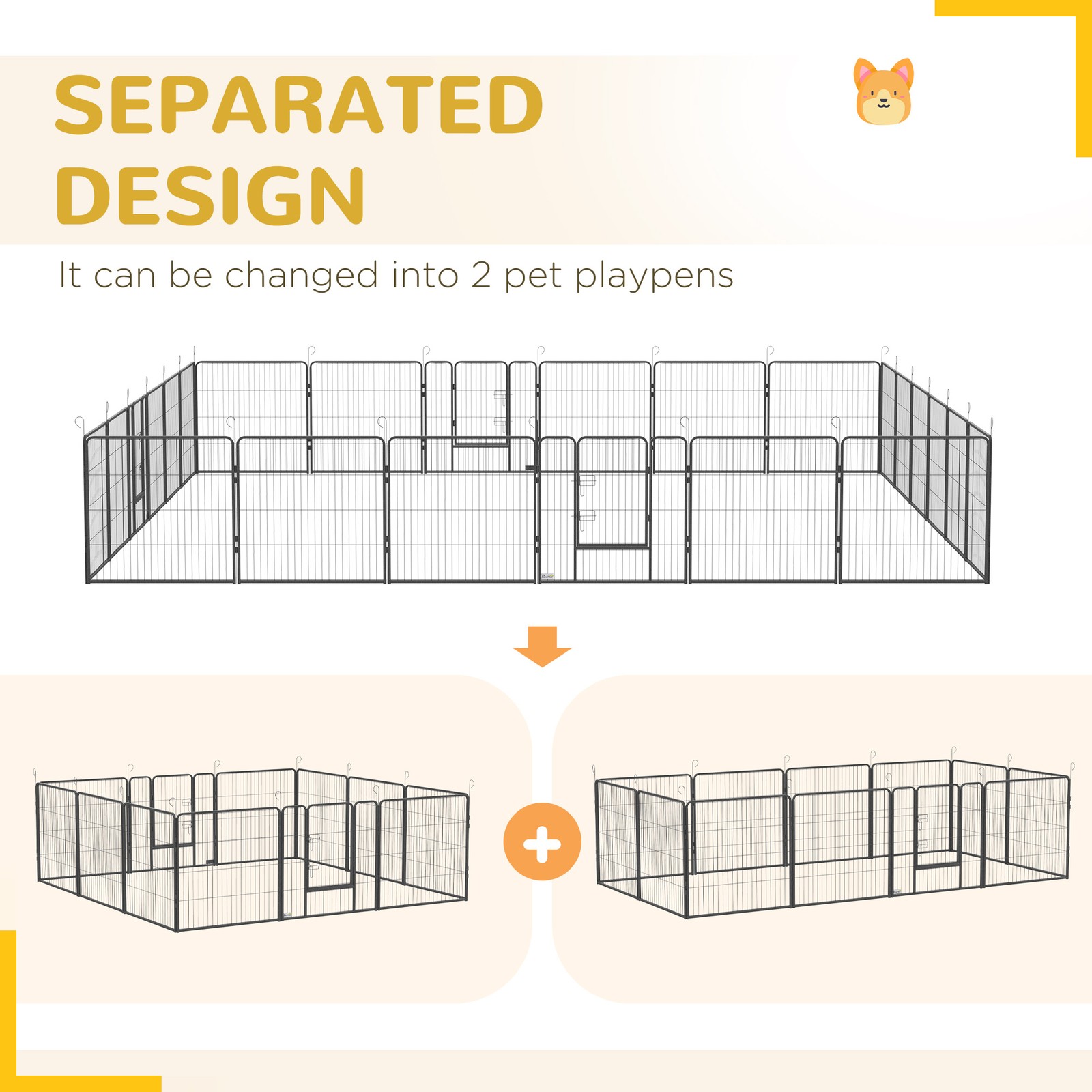 24 Panel 32 Inch Dog Playpen for Small and Medium Dogs with Lockable Door