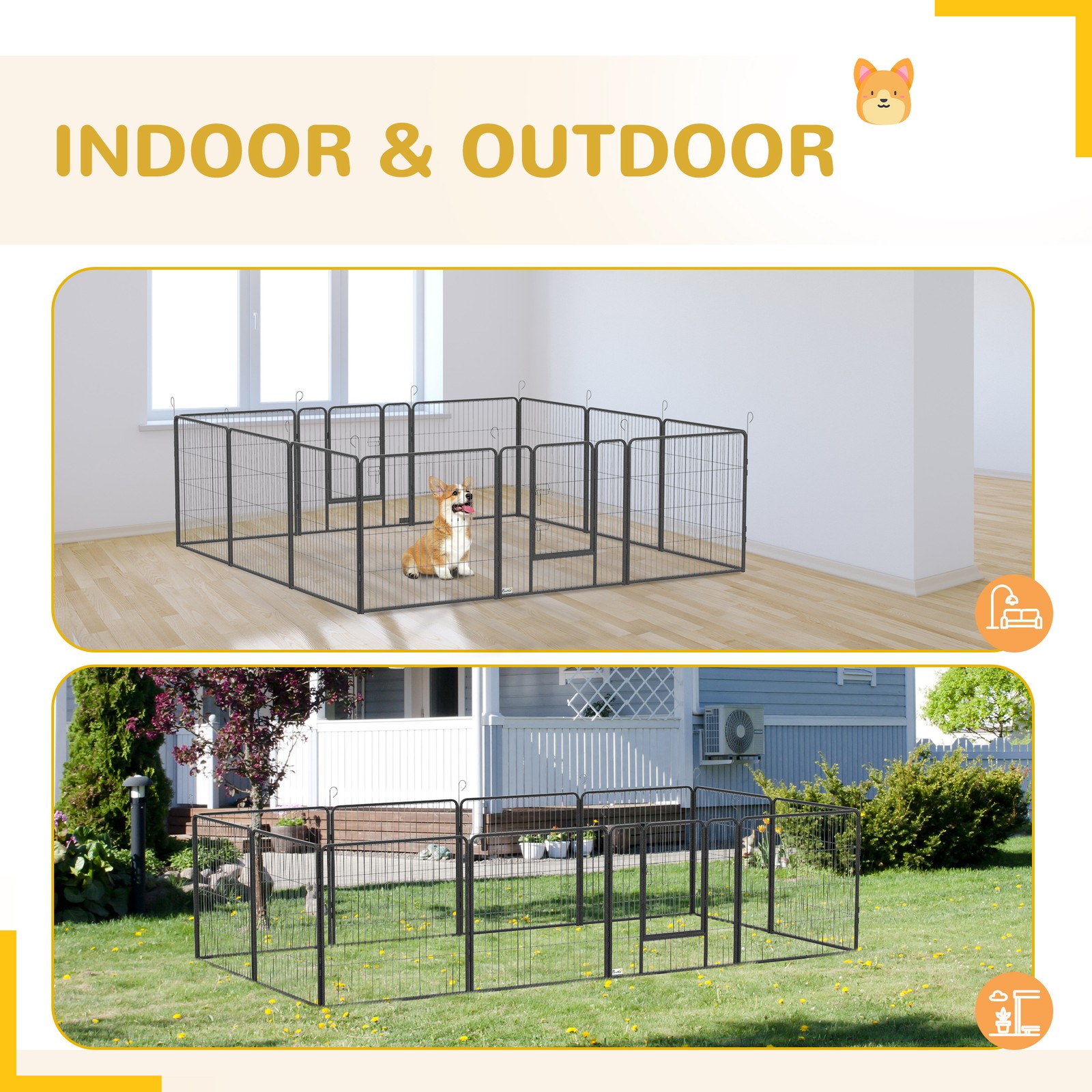 24 Panel 32 Inch Dog Playpen for Small and Medium Dogs with Lockable Door