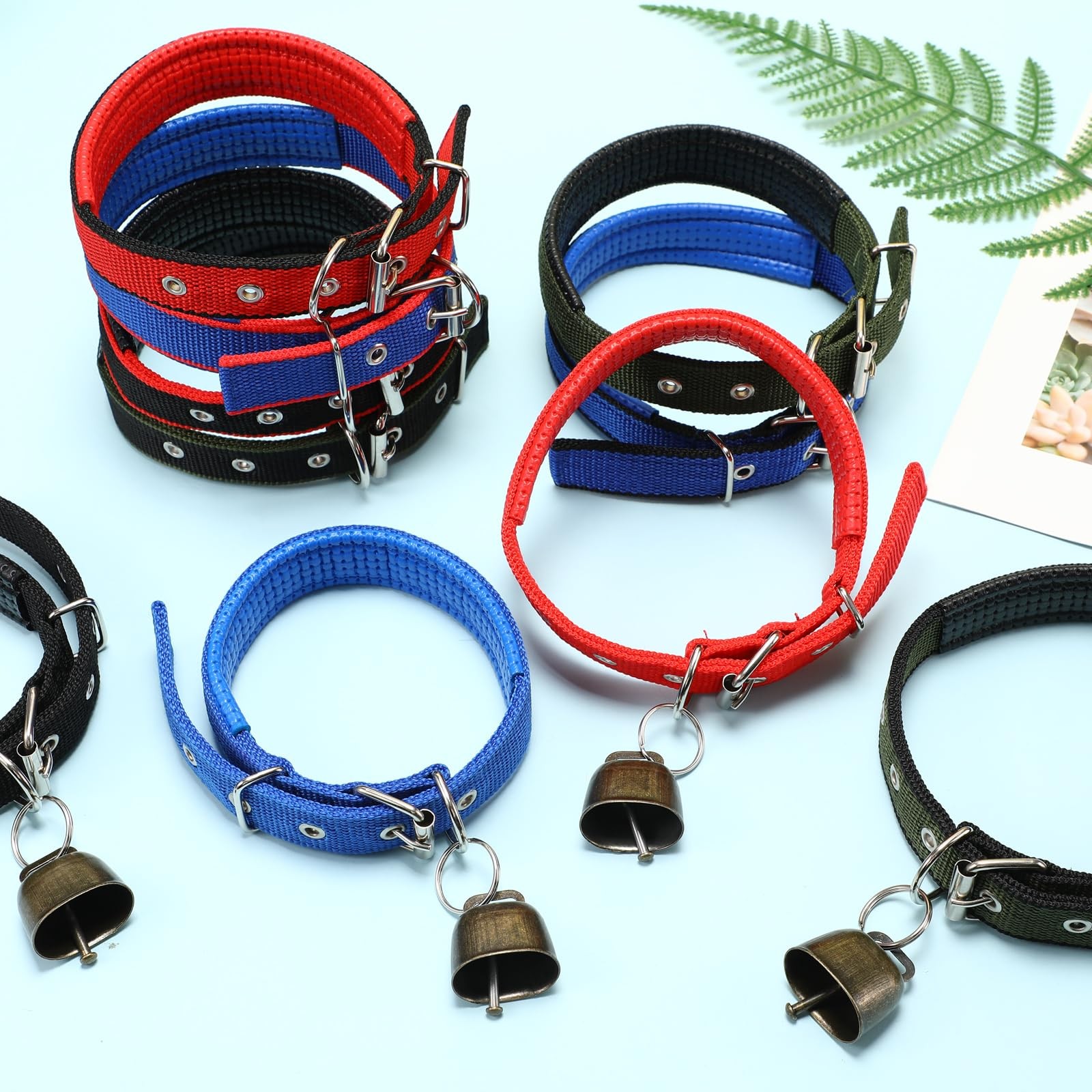 Clysee 10 Sets Adjustable Small Goat Collars with Bells Cow Horse Sheep Coppe…