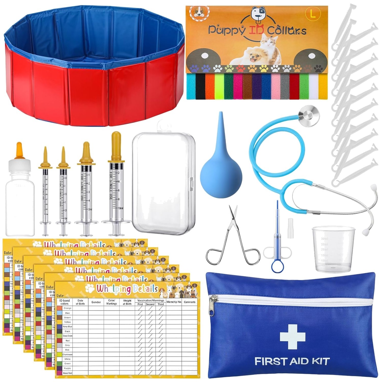 Whelping Box with Essential Puppy Care Items