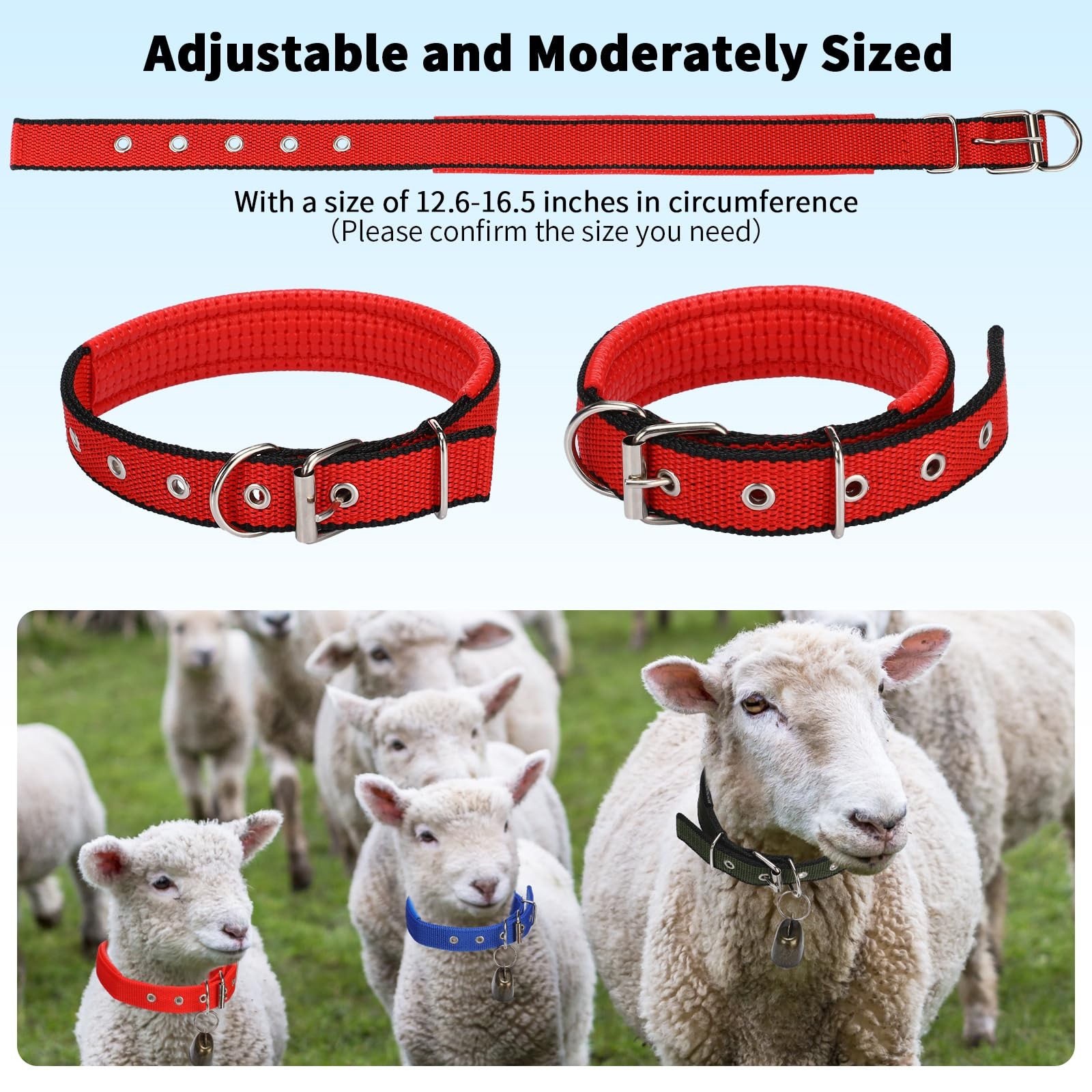 10 Sets Adjustable Small Goat Collars with Bells Cow Horse Sheep Copper Bronz…