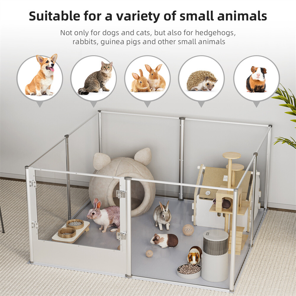 Whelping Box with Waterproof Pad Heavy Duty Dog Puppy Pen Clear Acrylic Pet Cage