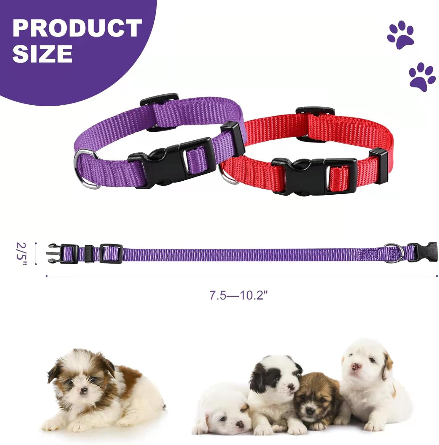 Puppy ID Collars Identification Whelping Super Soft Nylon Adjustable Breakaway N