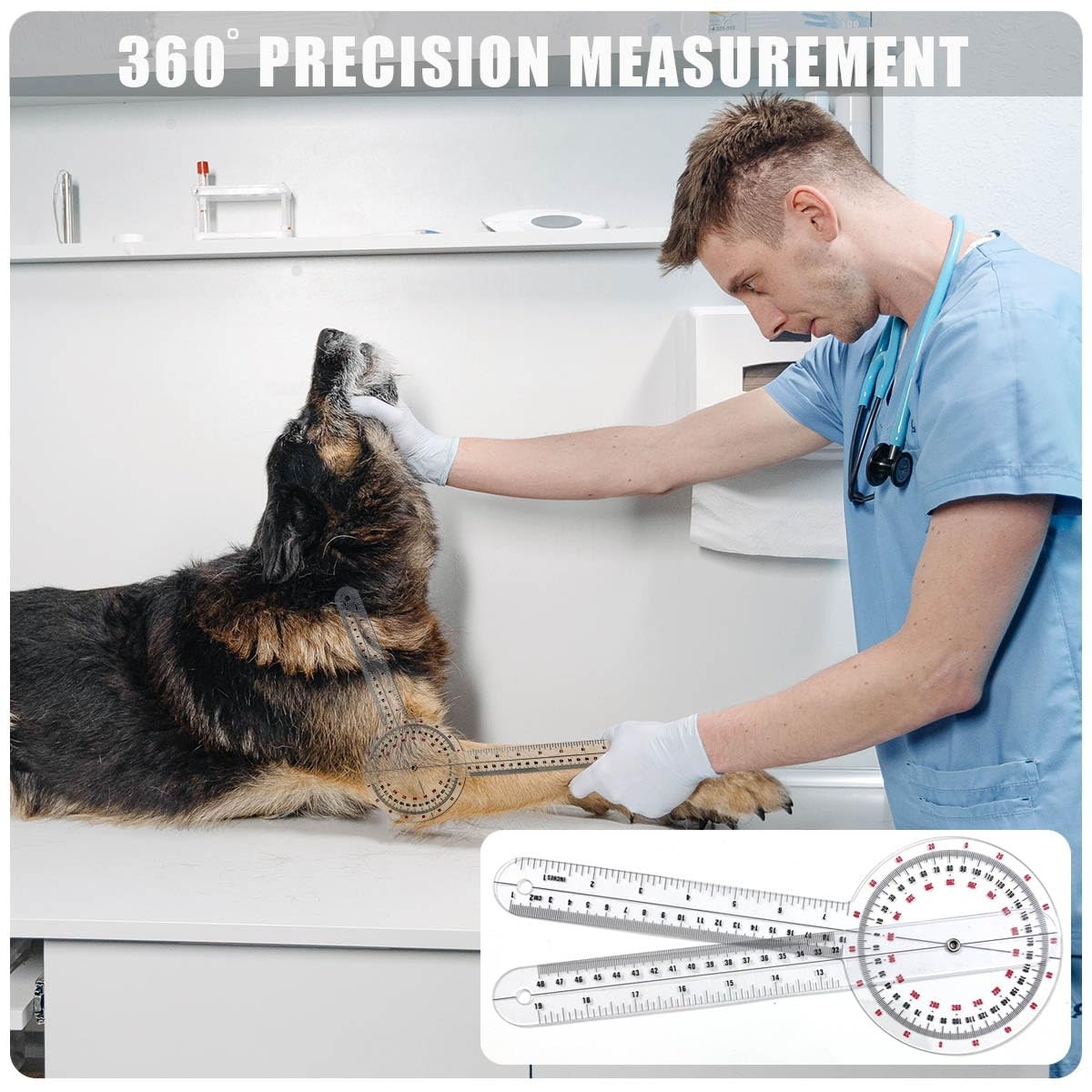 Goniometer 12 Inch Transparent Orthopedic Angle Ruler Plastic Protractor