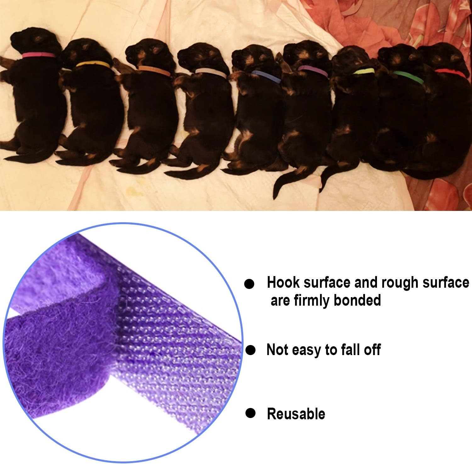 30 Soft Double-Sided Puppy Whelping Collars – Colorful ID Bands for Litter