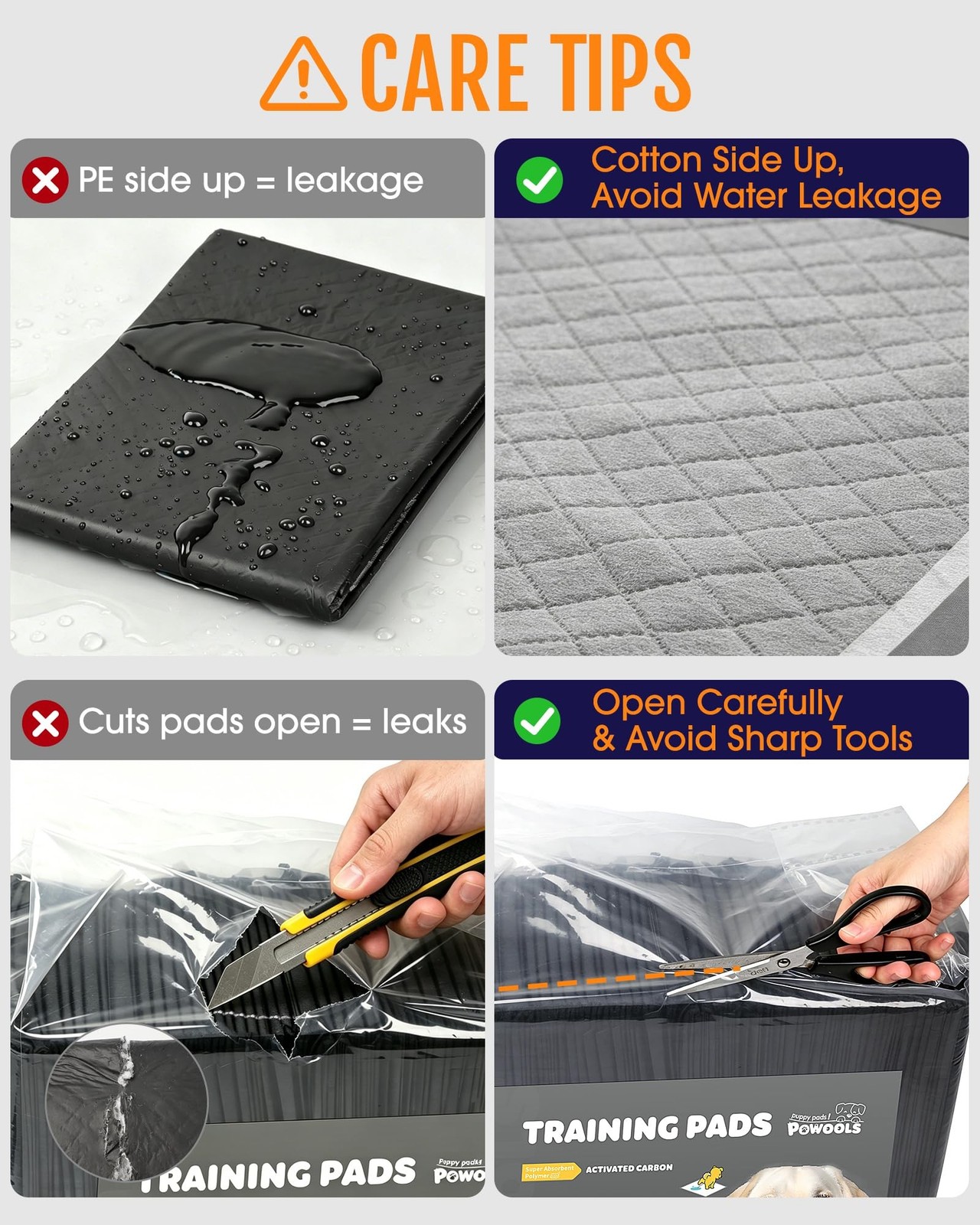 Powools Charcoal Puppy Pads – 50 Packs, 34″×28″ Ultra-Large Puppy Pads, Odo