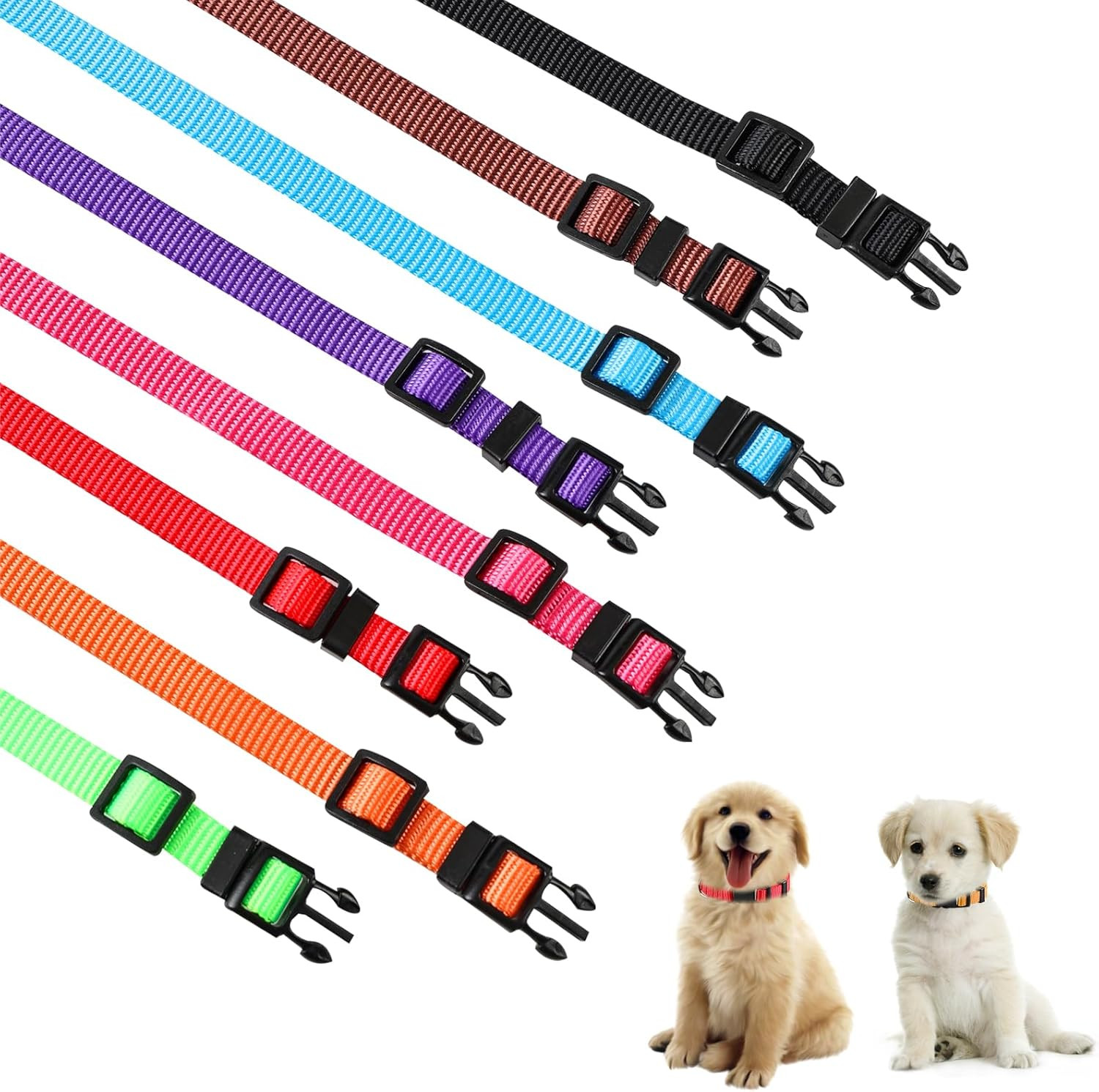 Puppy ID Collars Identification Whelping Super Soft Nylon Adjustable Breakaway N