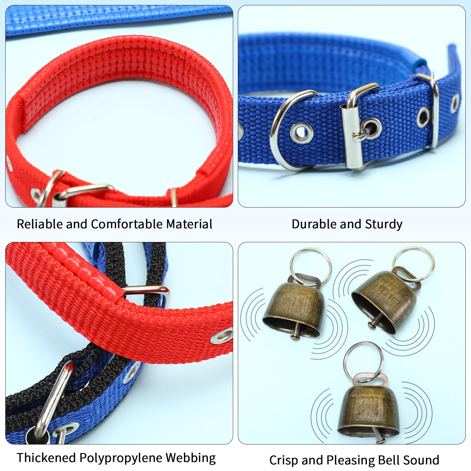 10 Sets Adjustable Small Goat Collars with Bells Cow Horse Sheep Copper Bronz…