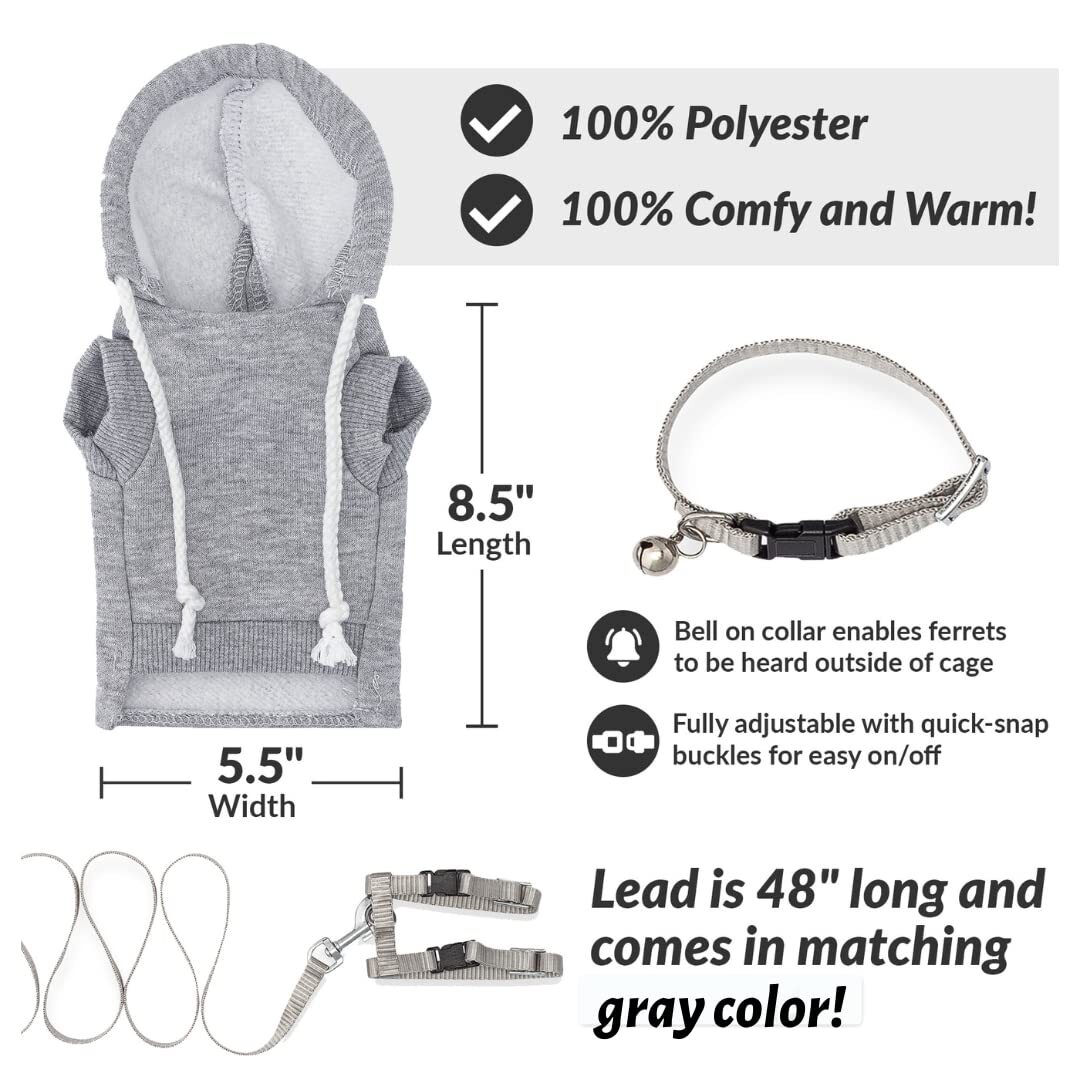 Ferret Sweater Set – Harness Leash and Hoodie for Small Ferrets